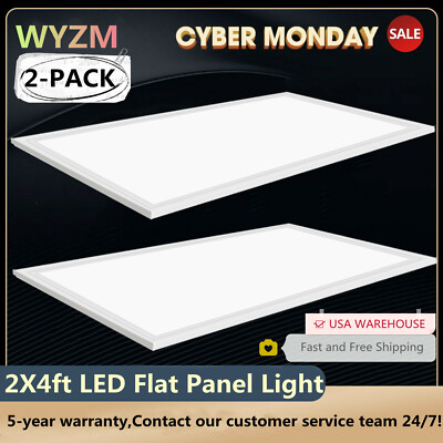(2-Pack) LED Recessed Panel Light Dropped Ceiling Troffer Fixture 75W 2x4 FEET
