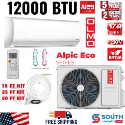 12000 BTU 230V Ductless Mini Split Air Conditioner Heat Pump with 16ft Kit