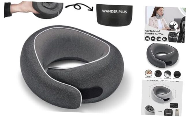 Travel Pillow, 100% Pure Memory Foam Travel Neck Pillow Airplane Neck Support