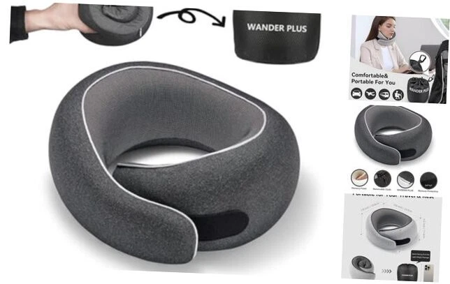 Travel Pillow, 100% Pure Memory Foam Travel Neck Pillow Airplane Neck Support