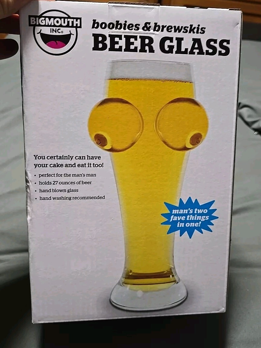 Bigmouth Inc. Boobies &amp; Brewskis Beer Glass Stein Mug NEW In Box
