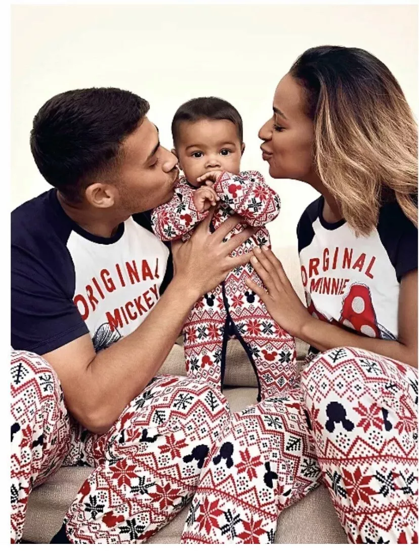 New Disney Mickey Minnie Family Fairisle Christmas Pyjamas Ladies Kids