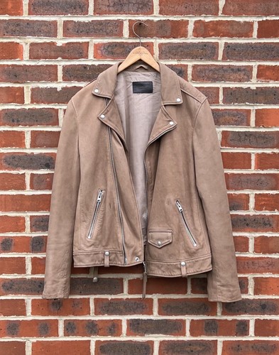 All Saints Mens ELWICK Leather Biker Jacket MEDIUM Brown Bomber AllSaints Milo - Picture 2 of 22