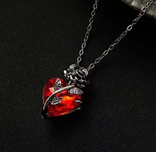 Collar Gótico Corazón Rojo Rosa Y2K Vintage Plata Colgante Cadena Mujer Joyería Gi