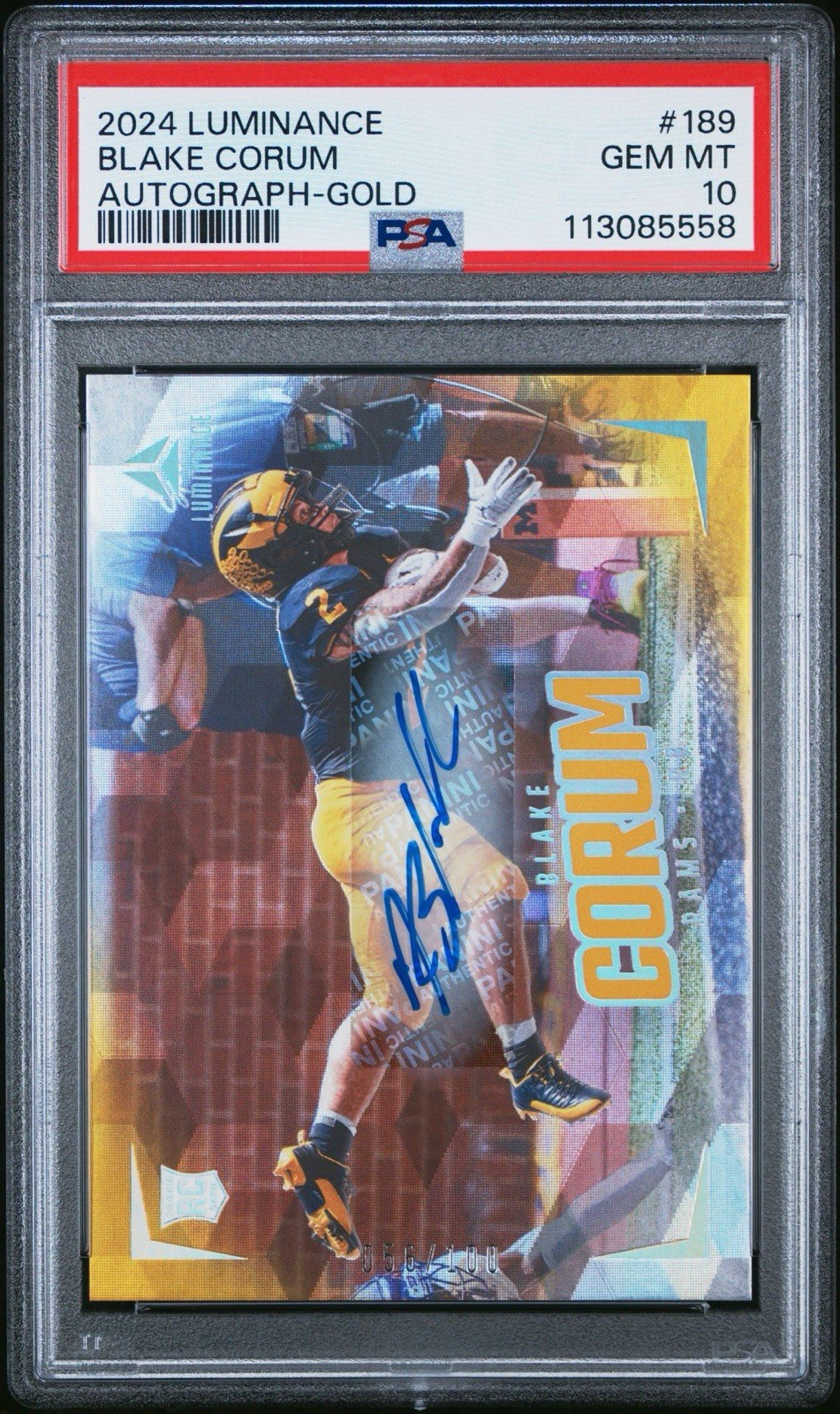 Blake Corum Panini Luminance #189 Autograph-Gold
