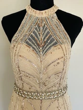 Aspeed M Beaded Halter Dress In Cream And Gold Prom Wedding Sweet 16