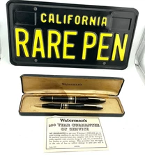 Vintage WATERMAN 100 YEAR BLACK Fountain Pen Pencil 1st Year set MINTY 14K M nib