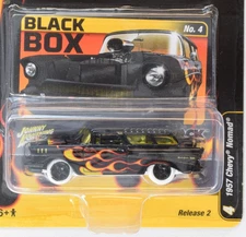 Johnny Lightning Black With Flames 1957 Chevrolet Nomad WHITE LIGHTNING 1:64 Car