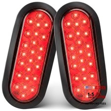 6 Inch Oval Red LED Trailer Tail Lights 2PCS, Super Bright 24LEDs Oval 6"