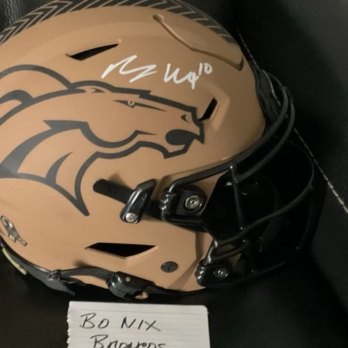 Bo Nix Denver Broncos Autographed Football Helmet Beckett BAS Signed