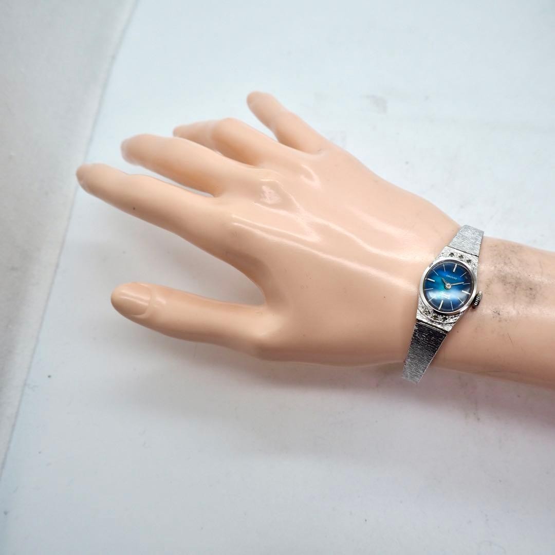 ORIENT 535 Working Blue Shell Hand Wind Wristwatc… - image 10