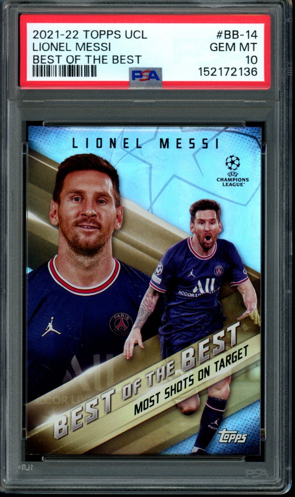 2021-22 Topps UCL Best of the Best #BB-14 Lionel Messi PSA 10