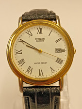 Citizen Vintage Quartz Gold plated Dress Watch Roman Numeral Dial Oct 1996