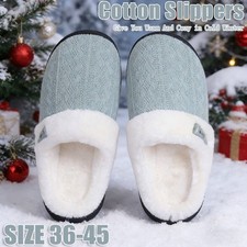 Women's Plush Cozy Fleece-Lined Cotton Warm Slippers Non-Slip Indoor House Shoes
