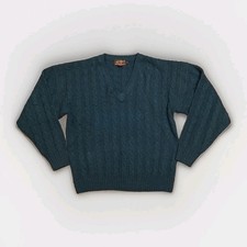 Vintage Eddie Bauer Cable Knit Sweater Mens Medium Pullover Sweatshirt Green