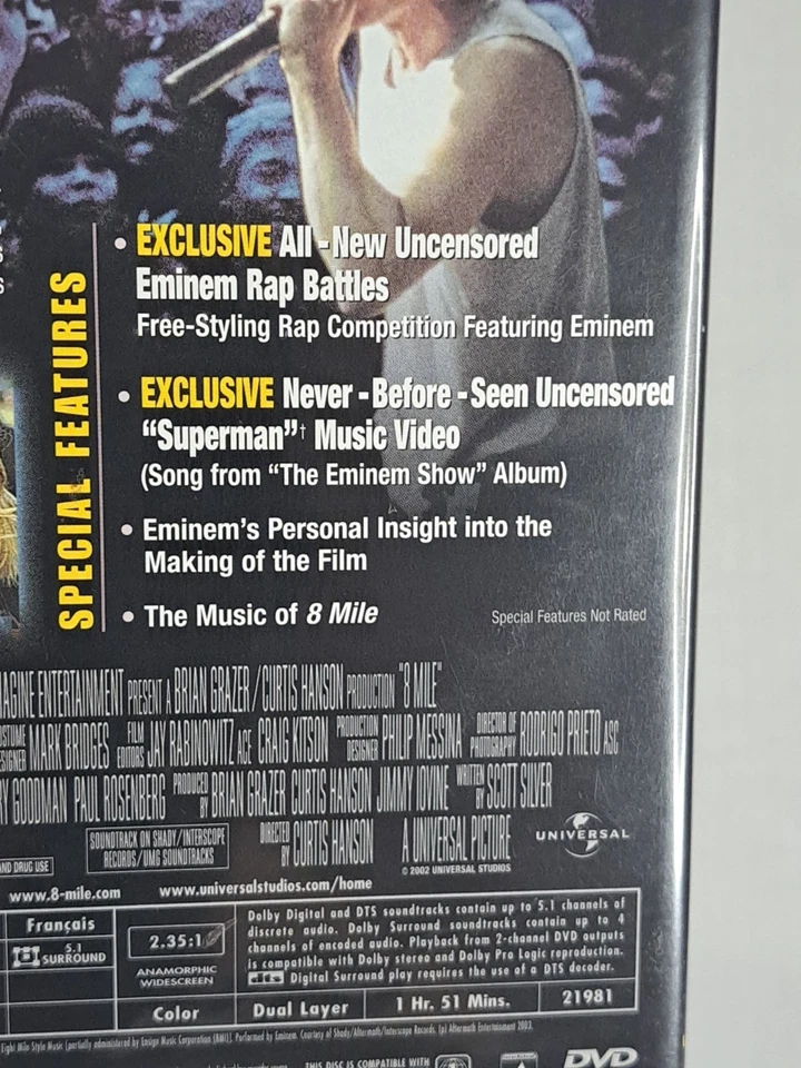 8 Mile (DVD, 2003, Widescreen Uncensored Bonus Materials) - Image 4 of 4