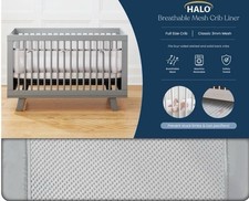 HALO Breathable Mesh Crib Liner Classic, Full Size 3mm Mesh, Gray Unisex