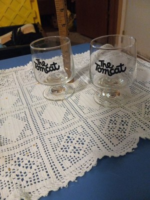 The Tomcat Bar Glasses From The 70's . Lot Of 2 Perfect.