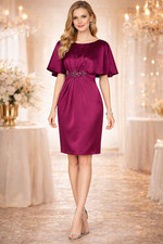 Adrianna Papell Purple Zippered Petal Sleeve Jewel Neck Knee Length Fit Flare 4