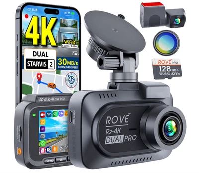 ROVE R2-4K Dual PRO Dash Cam Front and Rear, True 4K+2K Dash Camera