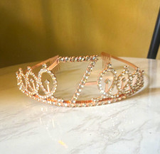 Rhinestone Tiara Headband Crown "2007" Rose Gold Tone Metal Tiara