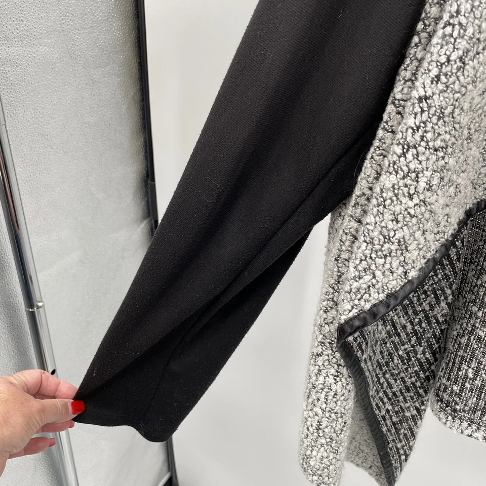 Cárdigan Sunny Leigh Frente Abierto Suéter Gris Jaspeado Mezcla Lana Boucle EE. UU. Talla M Foto 3 de 4