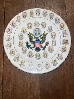 VTG 1993 INNAUGURAL PORCELAIN PLATE WITH ALL PRESIDENTS TO Jimmy Carter 10.5''