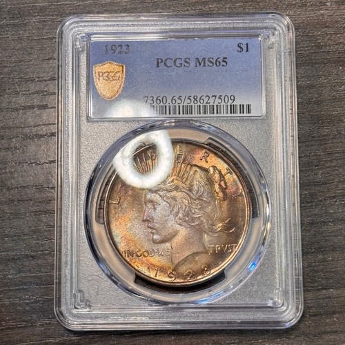 MS65 1923 $1 Peace Silver Dollar PCGS Trueview- BEAUTIFUL *Rainbow Toned* LUSTER - Picture 15 of 15