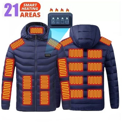 21 Areas Heated Jacket USB Electric Heating Vest Winter Outdoor Warm Coat