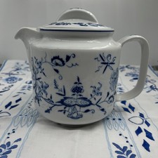 Kahla Porzellan mit Zwiebelmuster Kanne Teekanne Kaffeekanne 14cm hoch 1,4Liter