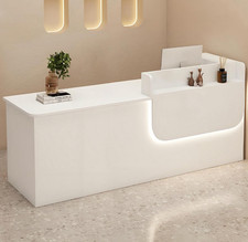 Reception Desk with Lockable Drawer Storage Cabinet & LED Light Strip