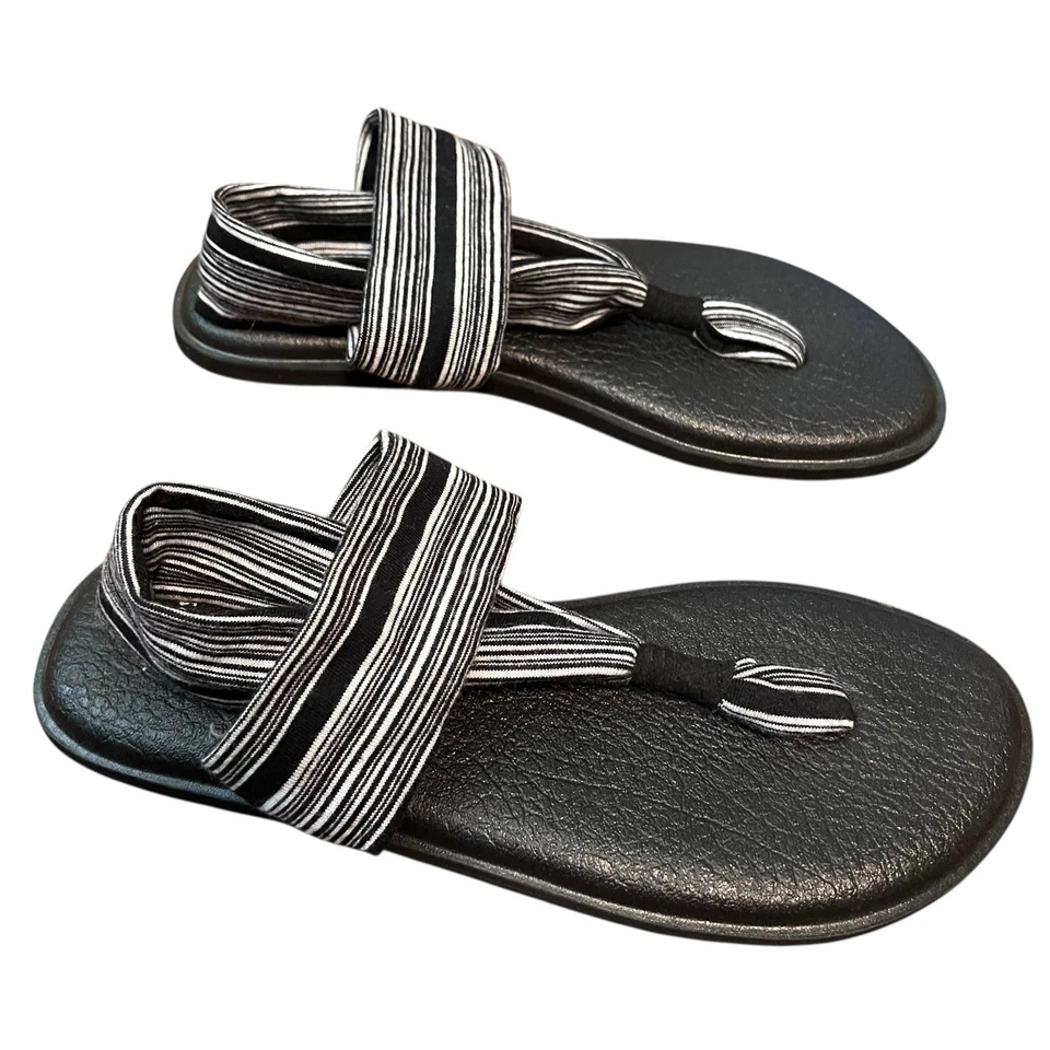 Sandalia chanclas Sanuk Yoga Sling 2 para mujer, talla 9 EE. UU., EU40. Tira blanca y negra Foto 2 de 4