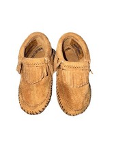 Minnetonka Leather Moccasin Shoes Infant Sz 3 Tan Brown
