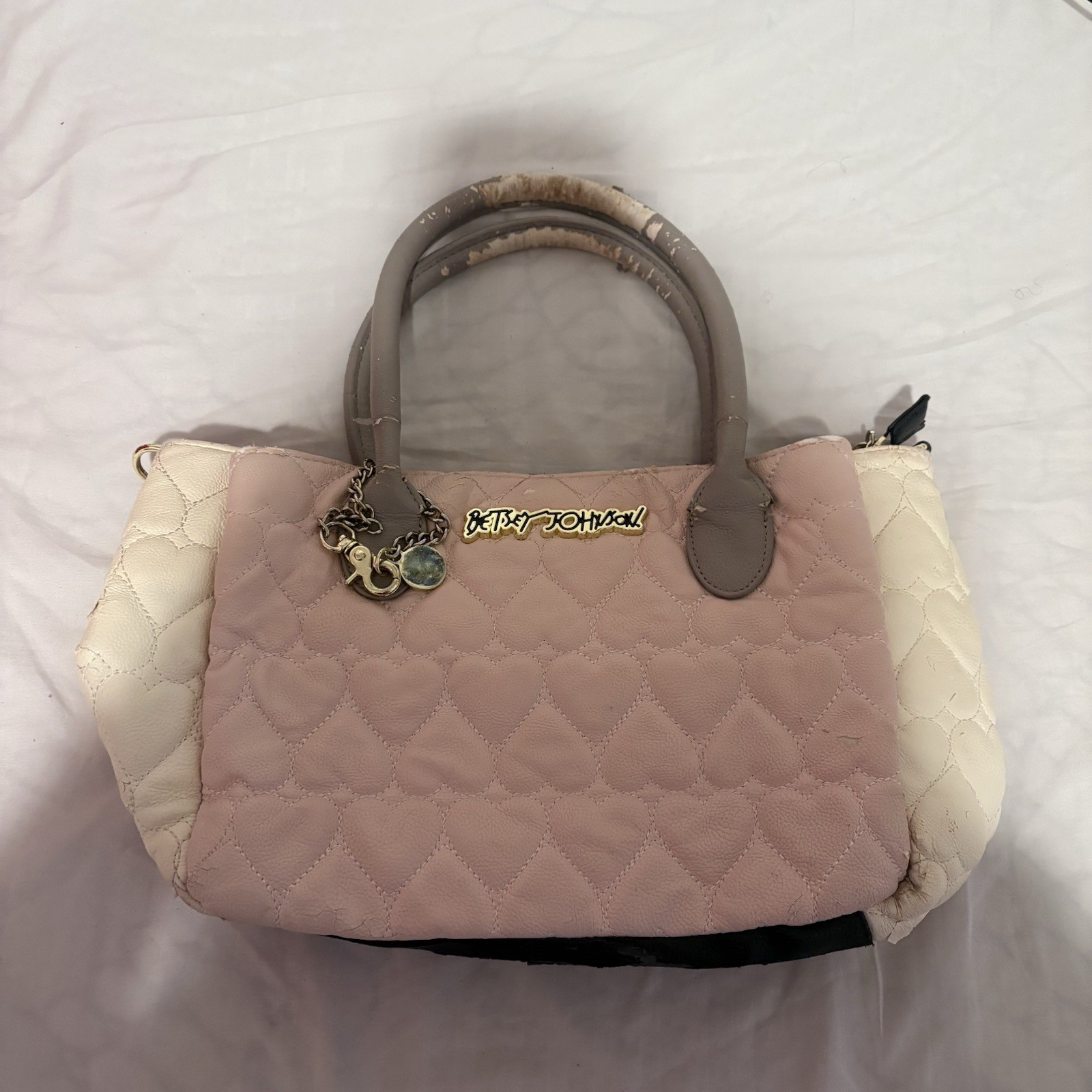 Betsey Johnson Pink Heart Quilt Handbag