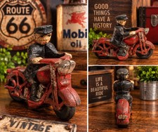 Cast Iron Police On Motorcycle Original Paint 6 "X 4"