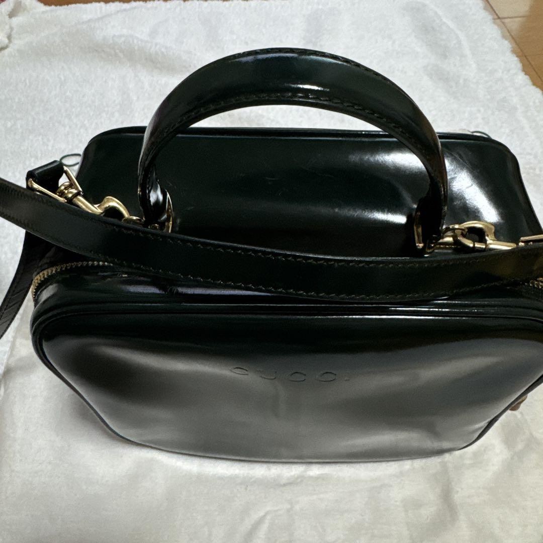 GUCCI Vintage Bamboo Handle Shoulder Bag in Green