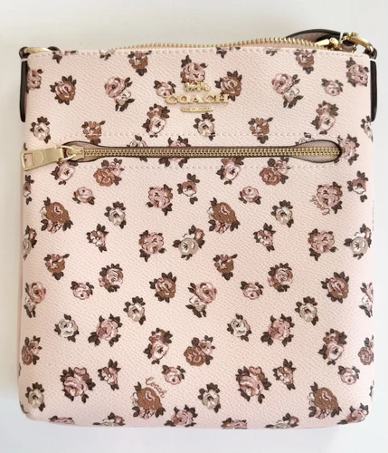 Borsa portadocumenti Coach Mini Rowan nuova con etichette stampa rosa prezzo al dettaglio consigliato $250