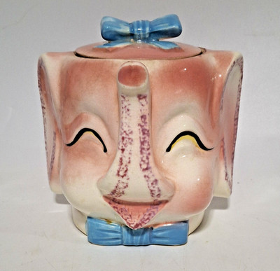 Vintage PINK ELEPHANT GREASE JAR Japan 1950's Kitsch Kitchenware