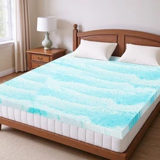 Cooling Gel Memory Foam Mattress Topper - 3" Thick, Queen Size  