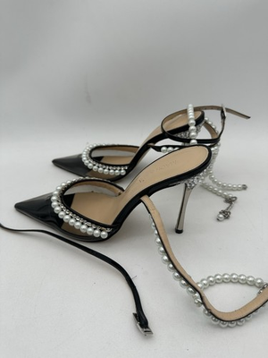 #ad #ad Mach amp; Mach Pearls amp; Diamonds Vinyl amp; Leather Pump Black 35.5 *NEED REPAIR $39.99