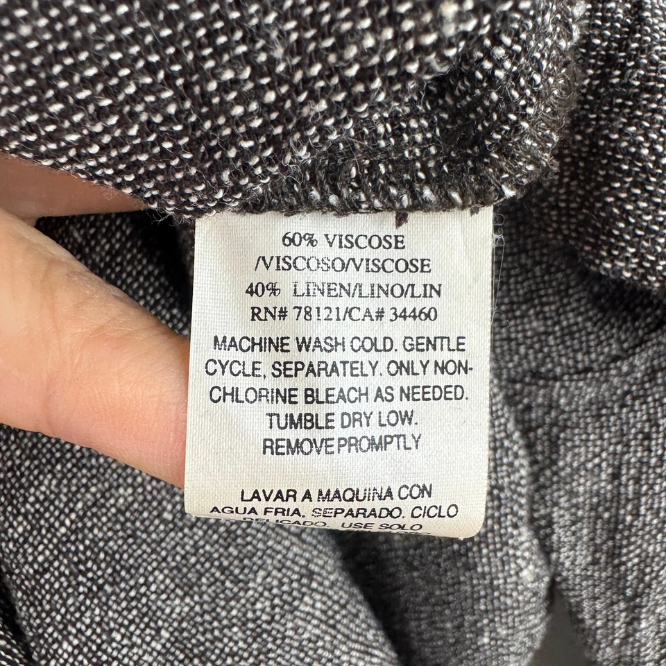 Eileen Fisher Linen Blend Button Up Tunic 1X/2X Woven Lagenlook Brown - Image 4 of 4