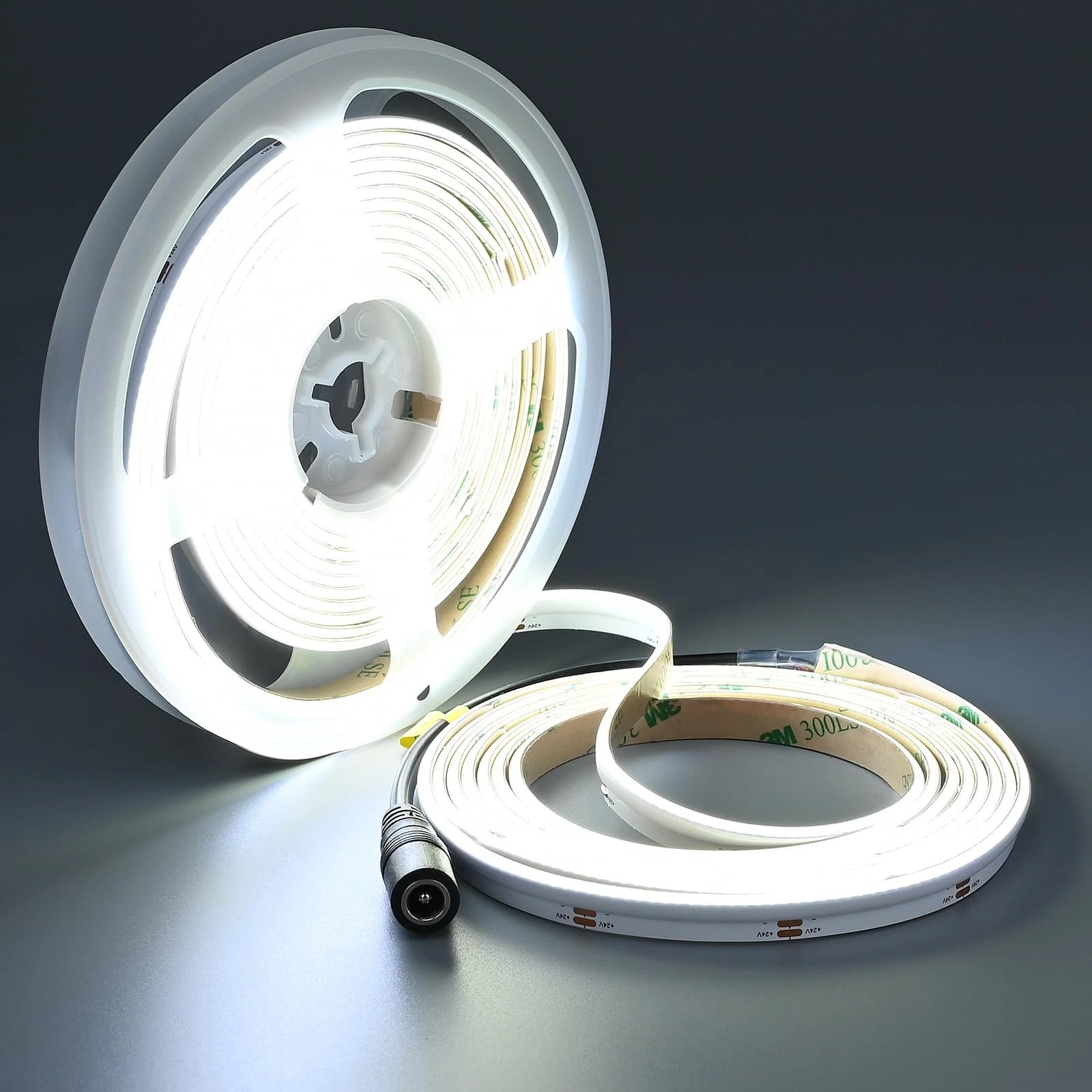 Side Emitting 24V COB LED Strip Cool White 6000K 16.4ft Dotless 480LED/M High...