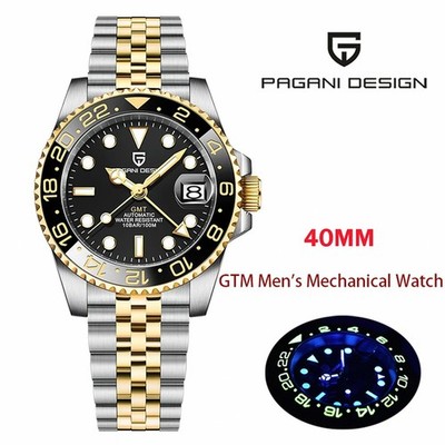 1.57 in Stainless Steel Mechanical Watch, Sapphire Crystal, Water Resistant