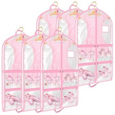 6 Pack Clear Garment Bags for Dance Costumes, 40 inch Clear PVC Dance Garment...