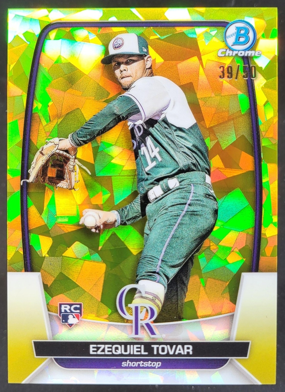 2023 Bowman Chrome Sapphire Ezequiel Tovar Yellow /50 #23 RC Colorado Rockies CN
