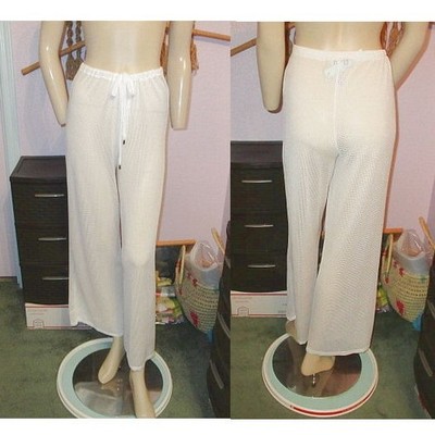 Ellen Weaver Swim Cover Up Pants Size L Crochet Knit Wide Leg High Rise NWT