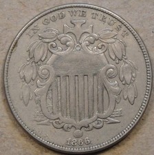1866 Rays Shield Nickel VF-XF as Pictured L2