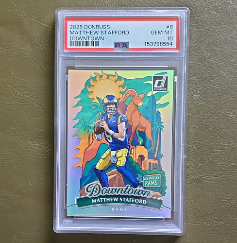 Panini 2025 Donruss Football Matthew Stafford Rams Downtown #6 PSA 10