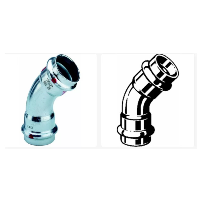 Coude 45° Viega Prestabo Ø54mm anti-fuite grâce au profilé de sécurité SC-Contur