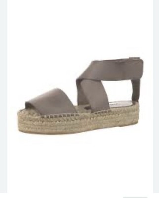 VINCE EDIE LEATHER WOODSMOKE TAUPE PLATFORM ESPADRILLE SANDAL ELISE HOT SZ 10NEW